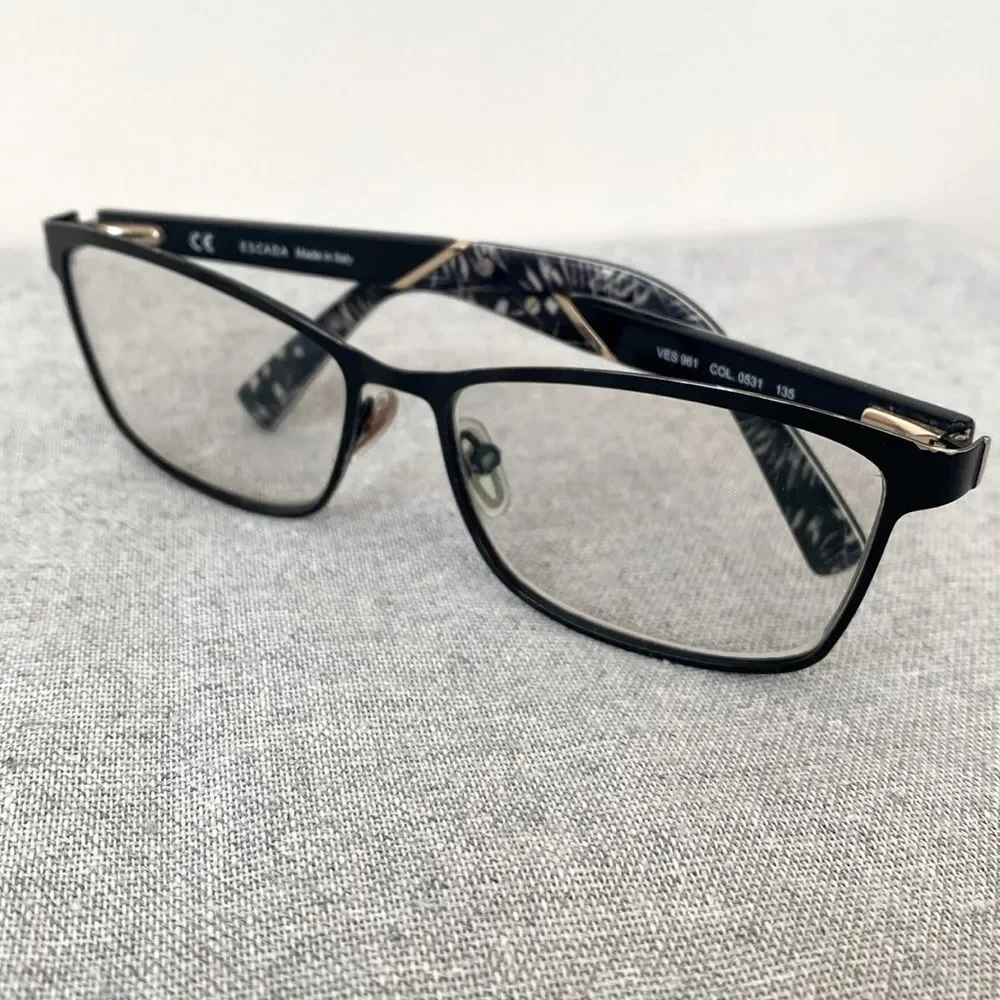 Escada Black Women's Glasses w/ Branded Case Chic Academia
